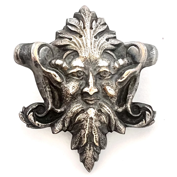 Stamped French white metal realistic Greenman.