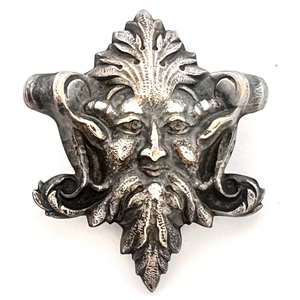 Stamped French white metal realistic Greenman.