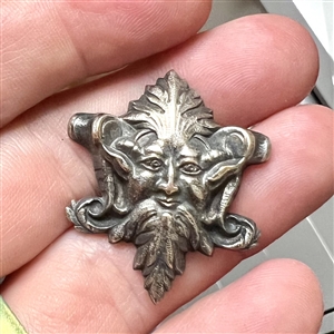 Stamped French white metal realistic Greenman.