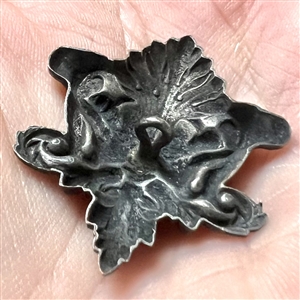 Stamped French white metal realistic Greenman.