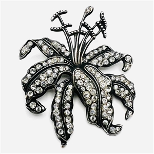 HUGE French white metal realistic lily with sparkling pastes.
