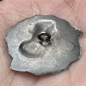 Art Nouveau Hallmarked silver button of a fairy with a strawberry. 