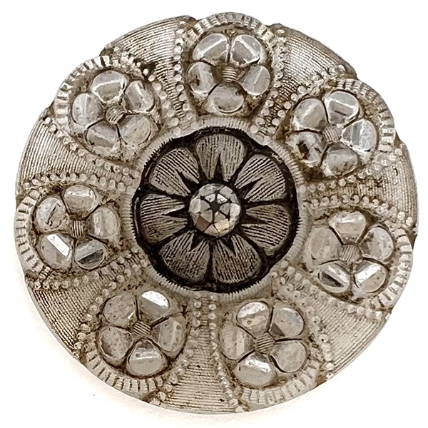 A 19th c. Lacy glass button of flowers. 