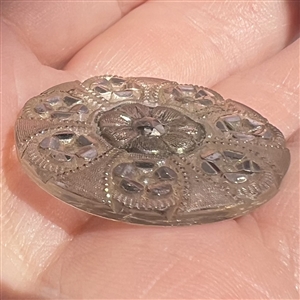 A 19th c. Lacy glass button of flowers. 