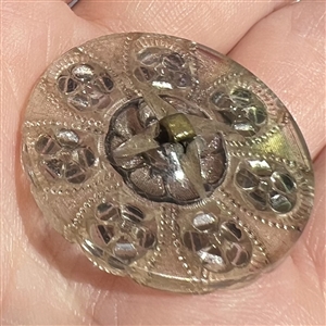 A 19th c. Lacy glass button of flowers. 