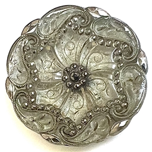 A 19th c. Lacy glass button of lovely paisley design. 