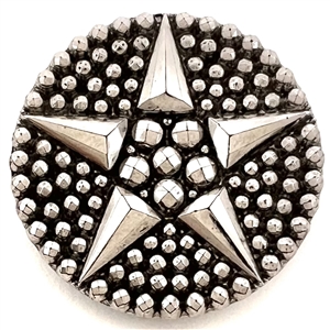 A 19th c. black glass button of a star with silver luster.