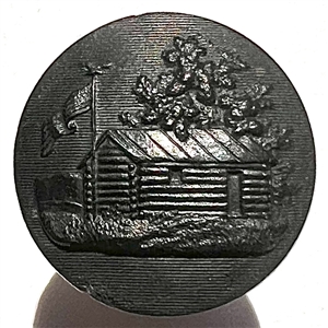 SCARCE horn 1840 Harrison log cabin political button.