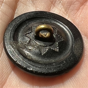 SCARCE horn 1840 Harrison log cabin political button.