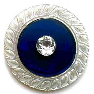 An 18th c. pearl with cobalt glass center and paste pin shank.
