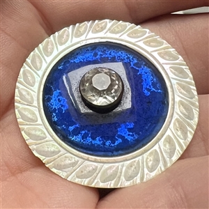 An 18th c. pearl with cobalt glass center and paste pin shank.