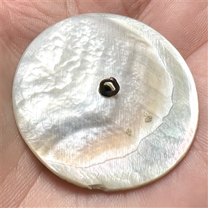 An 18th c. pearl with cobalt glass center and paste pin shank.