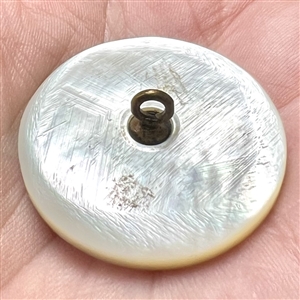 Late 19th c. Pearl button of a bird flying through a trestle.