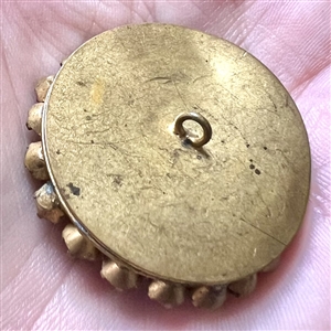 Enamel button of flowers with paste border.
