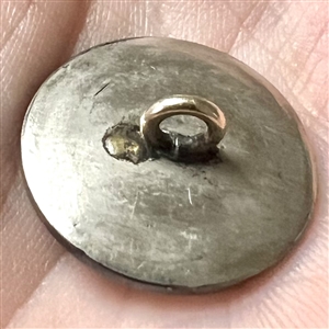 Japanese Gin bari foil enamel button of a green dragon set in silver.