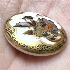 “Naughty Satsuma button of man and woman interacting.