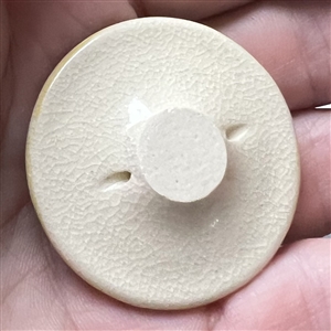 Large Satsuma button of a young woman in beautiful kimono. 