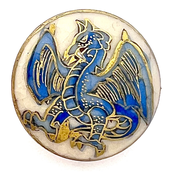 Unique winged blue dragon (?) Satsuma button. 