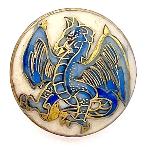 Unique winged blue dragon (?) Satsuma button. 