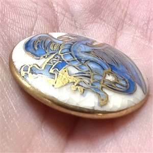 Unique winged blue dragon (?) Satsuma button. 
