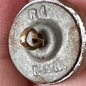 RARE pin shank kaleidoscope glass button with back mark!