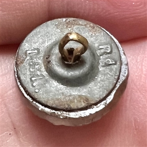 RARE pin shank kaleidoscope glass button with back mark!