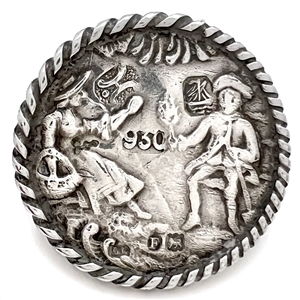 Hallmarked Dutch silver button of a couple.