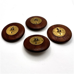 Rare set of four wooden buttons of Victorian children doing activities. 
