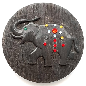 Extra large Leo Crabtree studio button of an elephant.