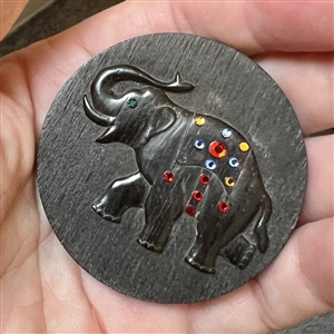 Extra large Leo Crabtree studio button of an elephant.