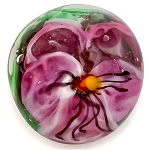Pati Walton glass studio paperweight button of a flower.