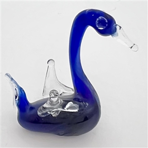 Delicate lamp worked glass studio button of a swan.