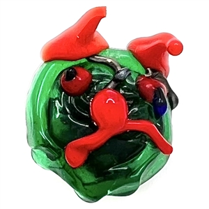 Jacques Israel lamp worked glass studio button of a funny face with horns.