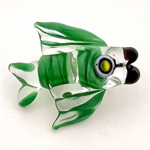 Michael S. Edmondson lamp worked glass studio button of a green fish.