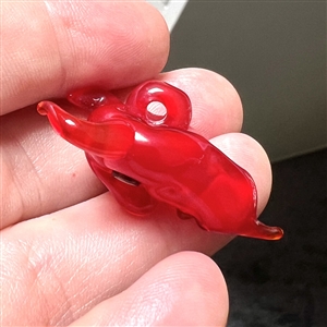 Michael S. Edmondson lamp worked glass studio button of a devil face.