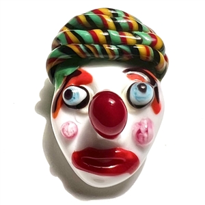 Julie Clinton lamp worked glass studio button of a clown face.