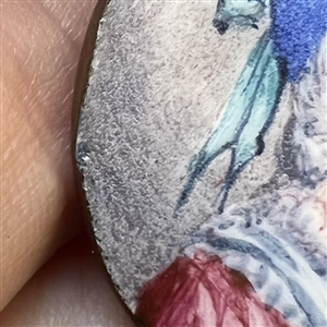 Lovely painted enamel button of the Duchess of Devonshire.