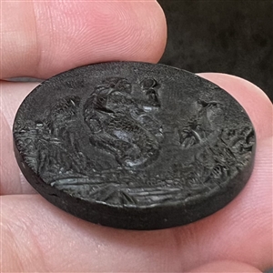 FABULOUS horn button of a mermaid under water with fish. 