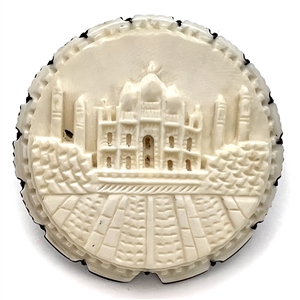 HUGE carved natural material button of the Taj Mahal (?).