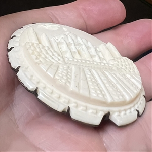 HUGE carved natural material button of the Taj Mahal (?).