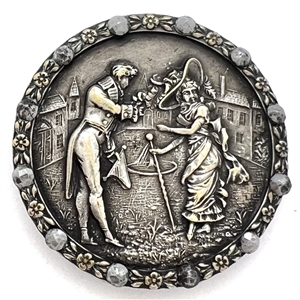 French Fops button of Incroyable and Merveilleuse in silvered brass with cut-steels.