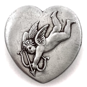 SWEET pewter heart shaped button of cupid.