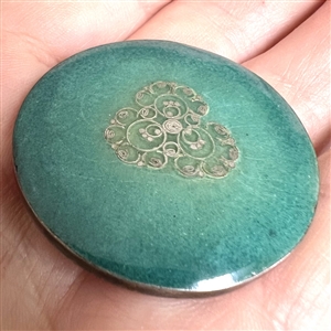 Vintage Elfi Muller & Co Champlevé  enamel with silver rim button from Vienna.
