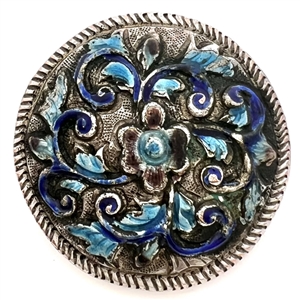 Chinese silver button of flowers with enamel.