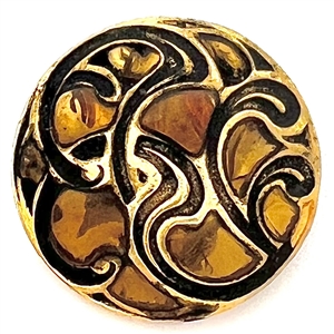 Modern amber enamel plique-a-jour button.