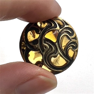 Modern amber enamel plique-a-jour button.