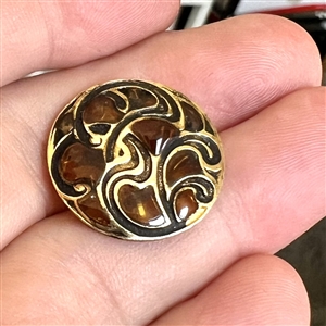 Modern amber enamel plique-a-jour button.