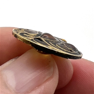 Modern amber enamel plique-a-jour button.