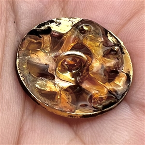 Modern amber enamel plique-a-jour button.