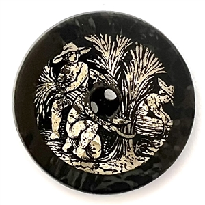 “The Reapers" composition whistle-hole button with an inset of crystalized tin.